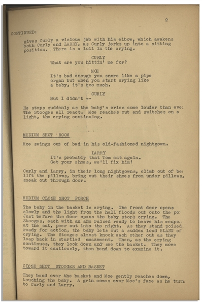 Moe Howard's Script for The Three Stooges 1942 Film ''Sock-a-Bye Baby'', With Working Title ''Their First Baby'' -- With Howard's Annotations & Drawings on Back Cover